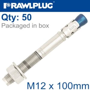 Stainless steel throughbolt m12x100 mm box of 50(RAW R-HPTIIA4-12100-5)