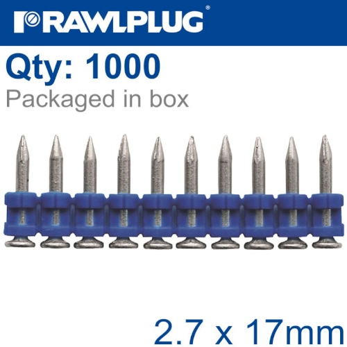Pins for steel & concrete 2.7mmx17mm x1000 per box(RAW R-KSC-6-17)