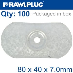 Oval steel washer 80mmx40mm0.7mm alum zinc coating box of 100(RAW R-POW-07-ALZN)