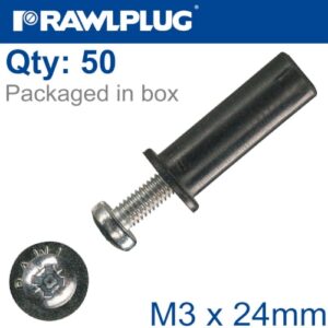 Rawlnut+screw m3x24mm x50-box(RAW R-RNT-M3X30)