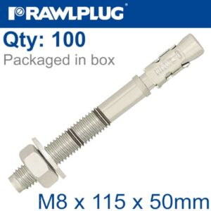 Throughbolt m8x115x50mm x100 -box(RAW R-XPT-08115-50)