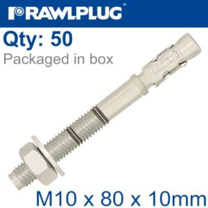 Throughbolt m10x80x10mm x50 -box(RAW R-XPT-10080-10)