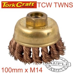 Wire cup brush n/spark twisted 100mmxm14 bulk
