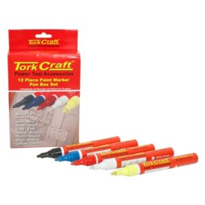 Tork Craft Paint Marker Pen 12Pack  Red/Yel/White/Black/Blue (TCPM0012)