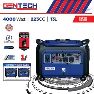 Gentech Power GP4000iS 4000 Watt Digital Pure Sine Wave Petrol Inverter Generator, 13L, 223CC  | GEN1330