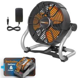 Worx - 20V Cordless & AC Work Fan + Battery & Charger | WX095.9-BCSK