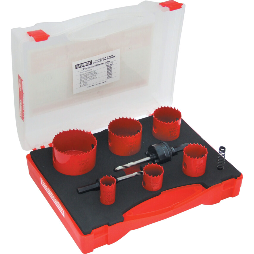 9Pc BIM HSS Service Engineer's Hole Saw Kit, Variable Pitch, 22-64mm | KEN0502400K