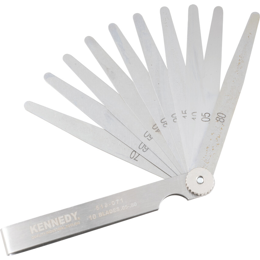 Kennedy 10-Blade Metric Feeler Gauge, 0.05-0.80mm | KEN5180710K