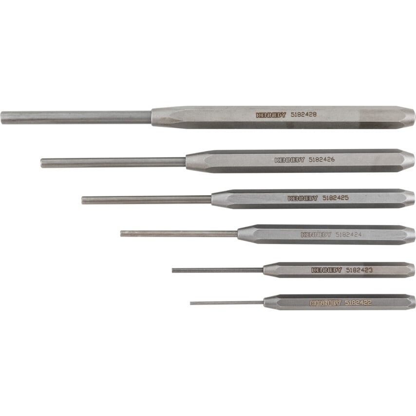 Kennedy 6Pc 2-8mm Extra Length Inserted Pin Punch Set | KEN5182435K