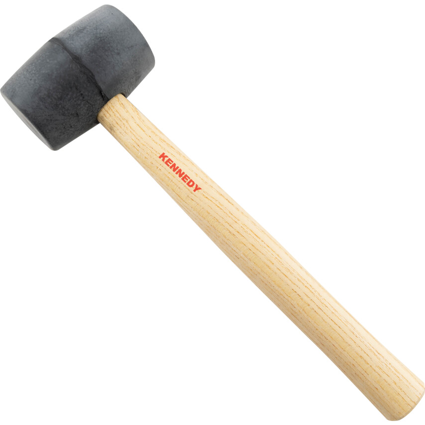 Kennedy 16oz 55mm Dia. Black Rubber Mallet, Wood Shaft, 315mm | KEN5259160K