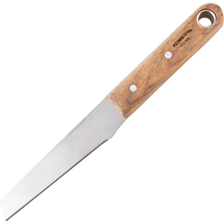 Kennedy 25x100mm Clipt Point Shoe Knife, Scale Tang, Wooden Handle | KEN5331000K