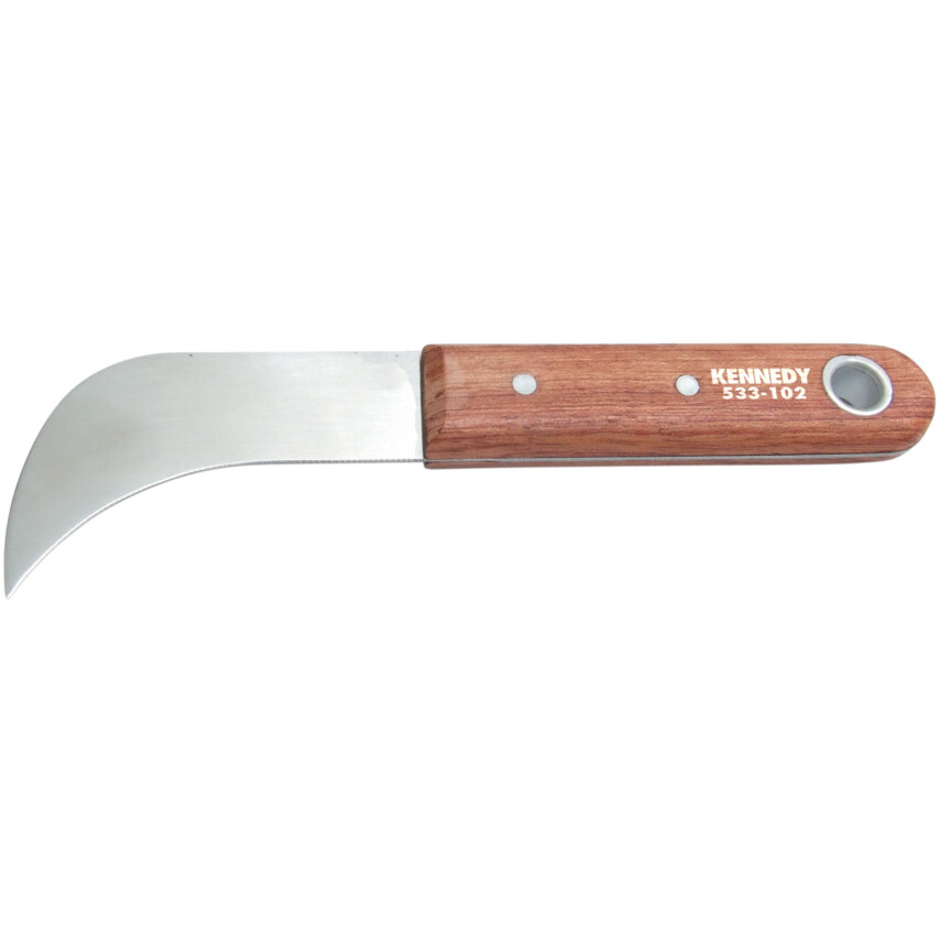 Kennedy 25x90mm Hooked Point Lino Knife, Scale Tang, Wooden Handle | KEN5331020K