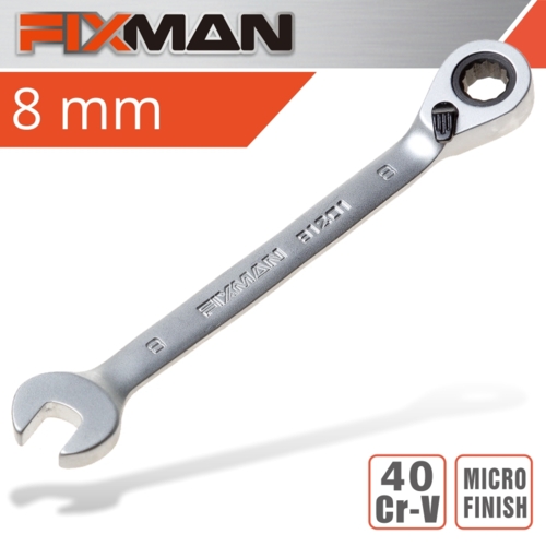 Fixman Reversible Combination Ratcheting Wrench, 8mm | FIX B1201