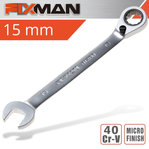 Fixman Reversible Combination Ratcheting Wrench, 15mm | FIX B1208