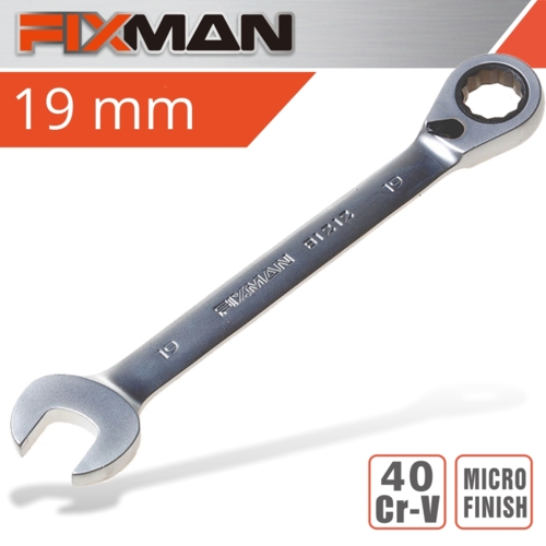 Fixman Reversible Combination Ratcheting Wrench, 19mm | FIX B1212