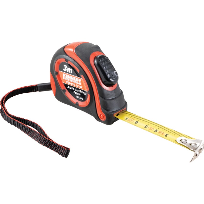 Kennedy-Pro Tape Measure 3Mx16mm, Nylon Coated Double-Sided Blade, Auto Locking | KEN5361730K