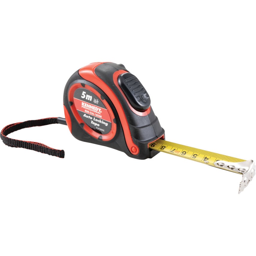 Kennedy-Pro Tape Measure 5M/16'x25mm, Nylon Coated Double-Sided Blade, Auto Locking | KEN5361850K