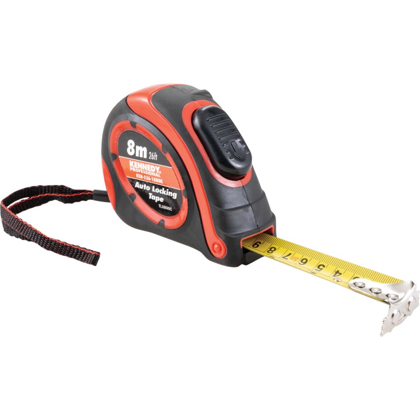 Kennedy-Pro Tape Measure 8M/25'x25mm, Nylon Coated Double-Sided Blade, Auto Locking | KEN5361880K