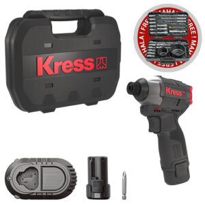 Kress 12V Cordl. BL Impact Driver, 140Nm, 2 x 2.0Ah Batt. Pk. + FREE 25Pc Drill & Driver Bit Kit