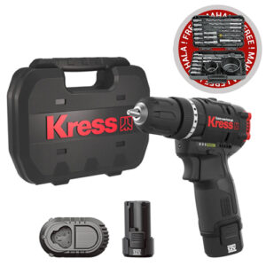 Kress 12V Cordless Brushless Impact Drill, 40Nm, 2 x 2.0Ah Batt. Pk. + FREE 25Pc Drill & Driver Bit Kit