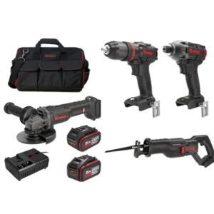 Kress 4Pc 20V Cordless Brushless Power Tool Kit, 1 x 4.0Ah & 6.0Ah Batt. Pk. | KUG004