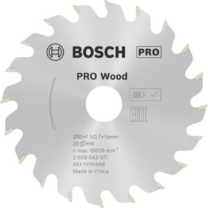 Bosch PRO Wood Circular Saw Blade, Ø85MM X B15MM X 1.1MM - 20T | 2608643071