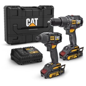 CAT 18V Cordl. 2-in-1 Combo Kit, Hammer Drill & Impact Driver, 2 x 2.0Ah Batt. Pk. | DX12K