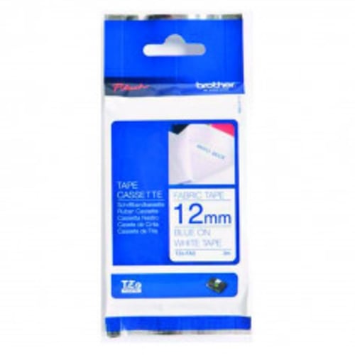 Brother TZ Fabric Label Tape 12mm x 3.0M Blue on White | TZEFA3