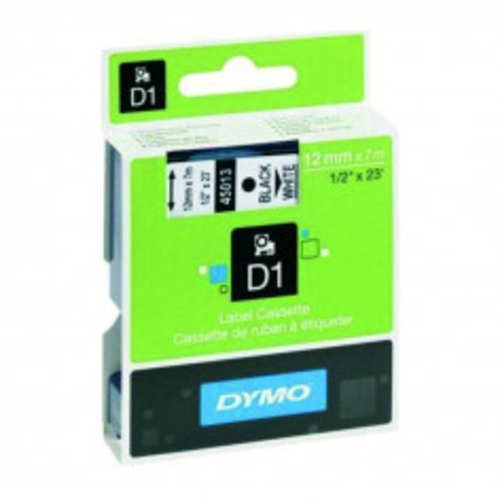 Dymo Label Tape 12mm Black on White | DYT12BKWT