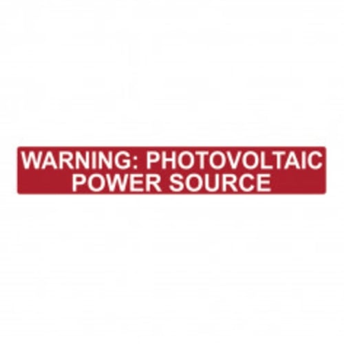 Label PV Power Source White on Red 25x165mm | SOLAR206