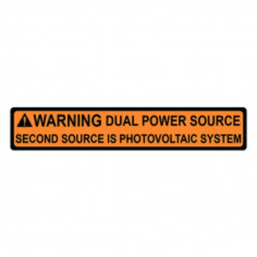 Label Solar Dual Power Source Black on Orange 19x104mm 50Pcs | PVLABEL495