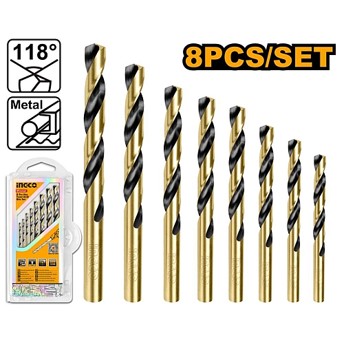 Ingco 8Pc HSS Twist Drill Bit Set | AKDB0801