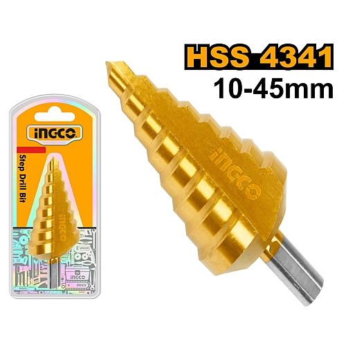 Ingco HSS Step Drill Bit, 10-45mm (4341) | AKSDS10453