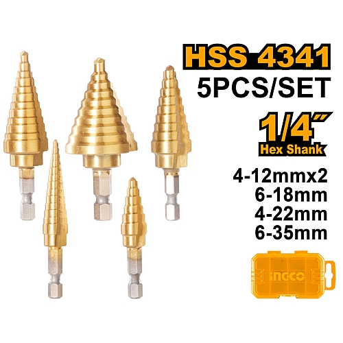 Ingco 5Pc HSS Step Drill Bit Set (4341) | AKSDS2051