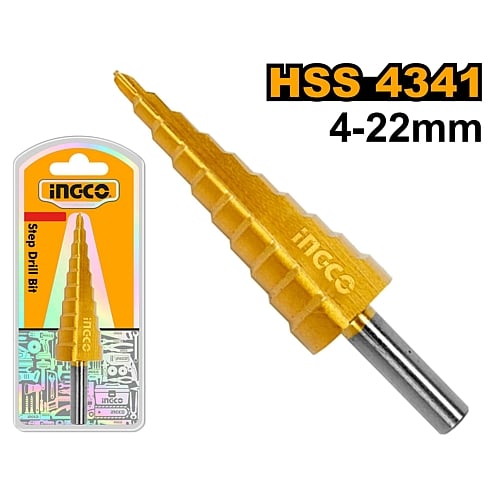 Ingco HSS Step Drill Bit, 4-22mm (4341) | AKSDS42203