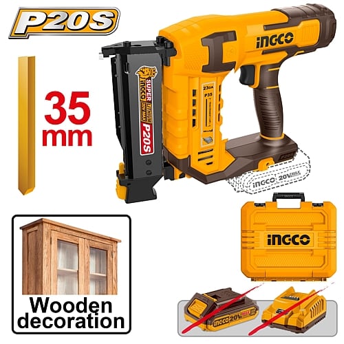 Ingco 20V Cordless Pin Nailer 23Ga, 10-35mm (Solo Unit) | CBNLI3603