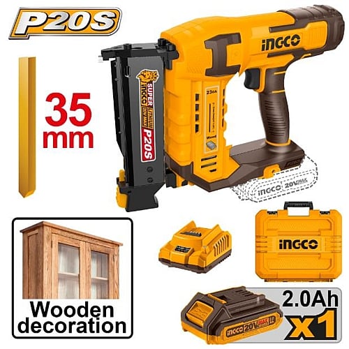 Ingco 20V Cordless Pin Nailer 23Ga, 10-35mm, 1 x 2.0Ah Batt. Pk. | CBNLI3606