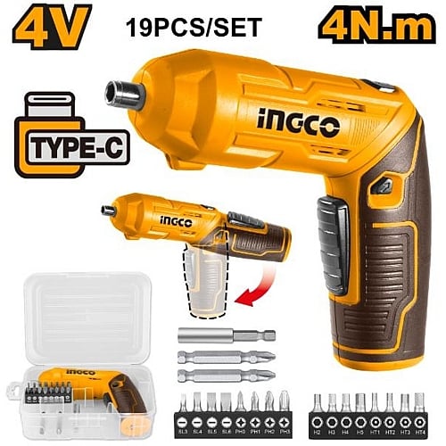 Ingco 4V Cordless Screwdriver 4Nm, Type-C USB Charging | CSDLI0442