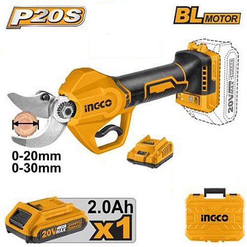 Ingco 20V Cordless Brushless Gauge Straight Sheer, 1 x 2.0Ah Batt. Pk. | CSSLI203083