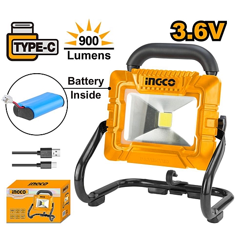 Ingco 3.6V Cordless Portable Lamp, Type-C USB Charging | HRLF4415