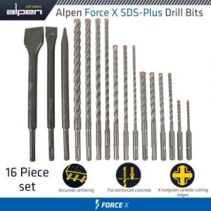 Alpen Force X SDS-Plus Kit 16 16 Pcs. Drills 110MM 5-6  160MM 6-8-10-12 210M