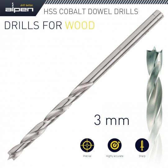 Hss cobalt wood drill bit 3mm
