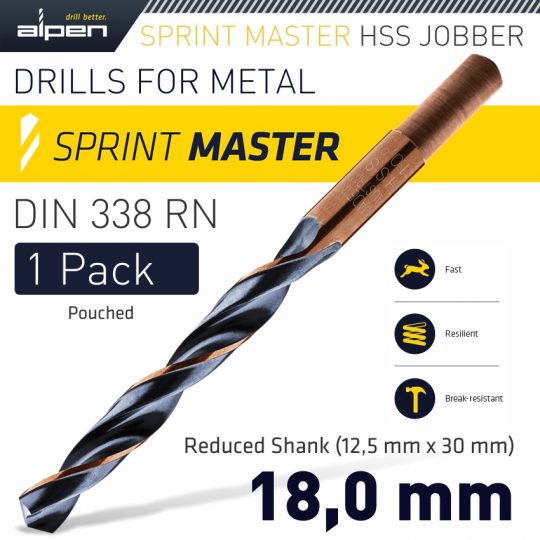 Sprint master 18.0 mm reduced shank 12.5×30 pouched