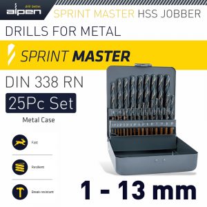 Sprint master 25 pcs set km25 1 – 13 x 0.5mm metal case