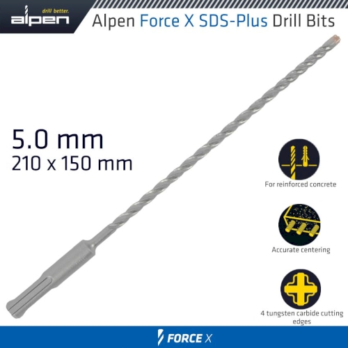 Alpen Force X 5.0 X 210/150 SDS-Plus Drill Bit X4 Cutting Edges