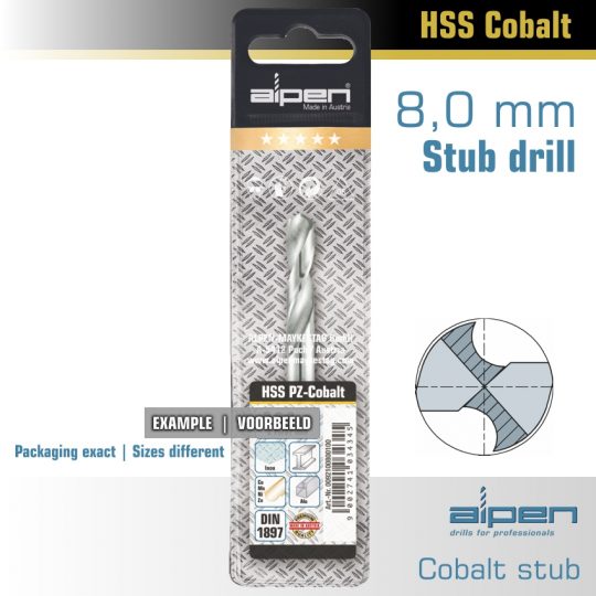 Cobalt drill bit short pouch 8.0mm