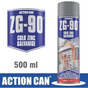 Action Can Zinc Galvanised Spray ZG-90 Silver 500ml (CAN32811)