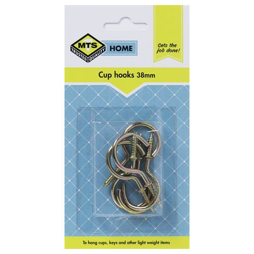 Mts Home  Cup Hooks 38mm Brass 6Pc