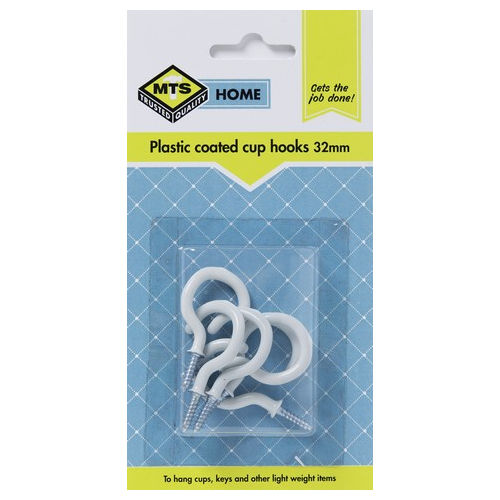 Mts Home  Cup Hooks 32mm P/Coated 6Pc