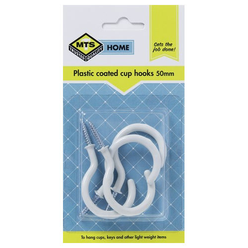 Mts Home  Cup Hooks 50mm P/Coated 4Pc